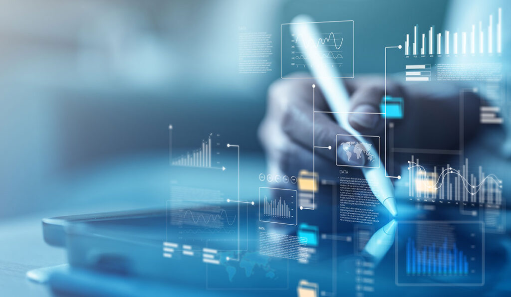 data overlay on man working