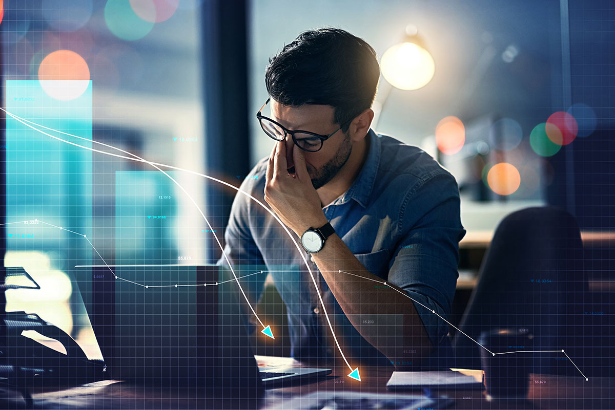 man stressed from poor data business analysis